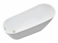 Bañera Autoportante SucceBuy en Acrílico, Bañera Isla Moderna y Elegante, 170x74 cm, Gran Capacidad 215 L, con Rebosadero y Desagüe en Níquel Cepillado
