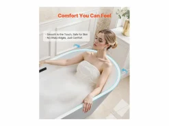 Bañera Autoportante SucceBuy en Acrílico, Bañera Isla Moderna Blanca 150x75 cm, Gran Capacidad 230 L, con Rebosadero y Desagüe Negro Mate, Cuarto de Baño