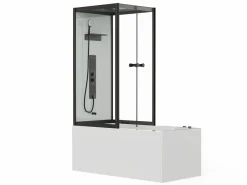 Clearance Shower & Design Bañera con ducha balneario - Negro - L150 x P75 x Alt. 215 cm - 36 jets - DARIA Negro / Blanco
