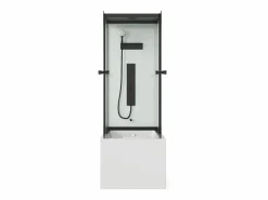 Clearance Shower & Design Bañera con ducha balneario - Negro - L150 x P75 x Alt. 215 cm - 36 jets - DARIA Negro / Blanco