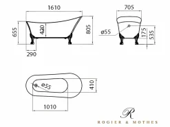 Sale Bañera con patas BALMAIN 161 cm patas ÁGUILA BRONCE ENVEJECIDO Bañera Con Patas