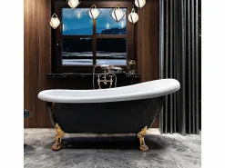 ROGIER & MOTHES Bañera con patas RICHMOND NEGRA 171 cm patas LEÓN BRONCE ENVEJECIDO