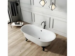 New ROGIER & MOTHES Bañera con patas SURRY HILLS 165 cm patas LEÓN BRONCE ENVEJECIDO Blanco / Amarillo