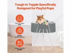 Bañera de Aseo, SucceBuy Bañera Plegable para Mascotas Pequeñas, Gris