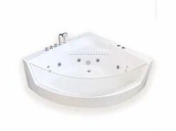Outlet ELITESHOPPING Bañera de hidromasaje 150 x 150 cm Cromoterapia 8 jets – White Maple Blanco
