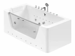 Sale Bañera de hidromasaje acristalada con leds blanca DYONA Bañera De Hidromasaje
