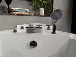 Shower & Design Bañera de hidromasaje angular de cristal, 2 plazas, 330 L, 138 x 138 x 59 cm - EVELINA