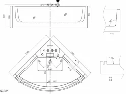 Shower & Design Bañera de hidromasaje angular de cristal, 2 plazas, 330 L, 138 x 138 x 59 cm - EVELINA