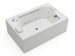 Online Shower & Design Bañera de hidromasaje blanca - 2 plazas - 450 L - 185 x 120 x 65 cm - DEFORIA Blanco