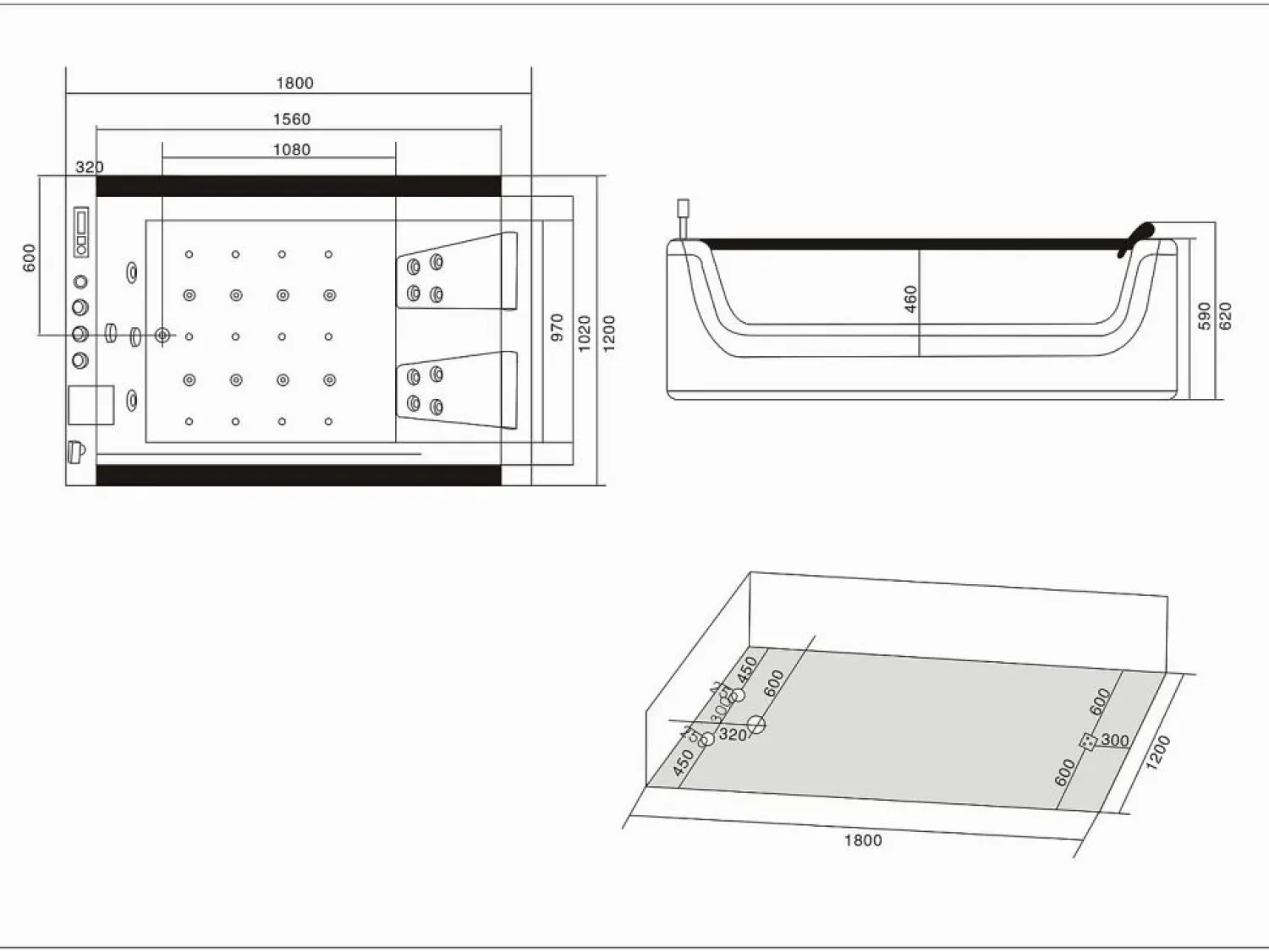 Clearance ELITESHOPPING Bañera de hidromasaje blanca para 2 personas 180 X 120 cm 18 jets - Pearl Blanco