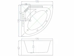 ELITESHOPPING Bañera de hidromasaje blanca para 1 persona 135 X 135 cm 6 jets - Sage