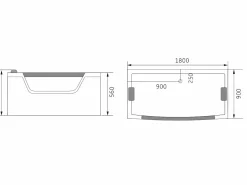 Best ELITESHOPPING Bañera de hidromasaje blanca 180 X 90 cm Cromoterapia 14 jets - Primula Blanco