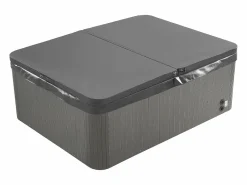 VOGUE SPA Bañera de hidromasaje de 3 plazas perlado con cubierta, 65 chorros, Ancho 210 x Prof. 158 x Alt. 73 cm, motor BALBOA, FIDJI Blanco