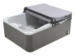 VOGUE SPA Bañera de hidromasaje de 3 plazas perlado con cubierta, 65 chorros, Ancho 210 x Prof. 158 x Alt. 73 cm, motor BALBOA, FIDJI Blanco