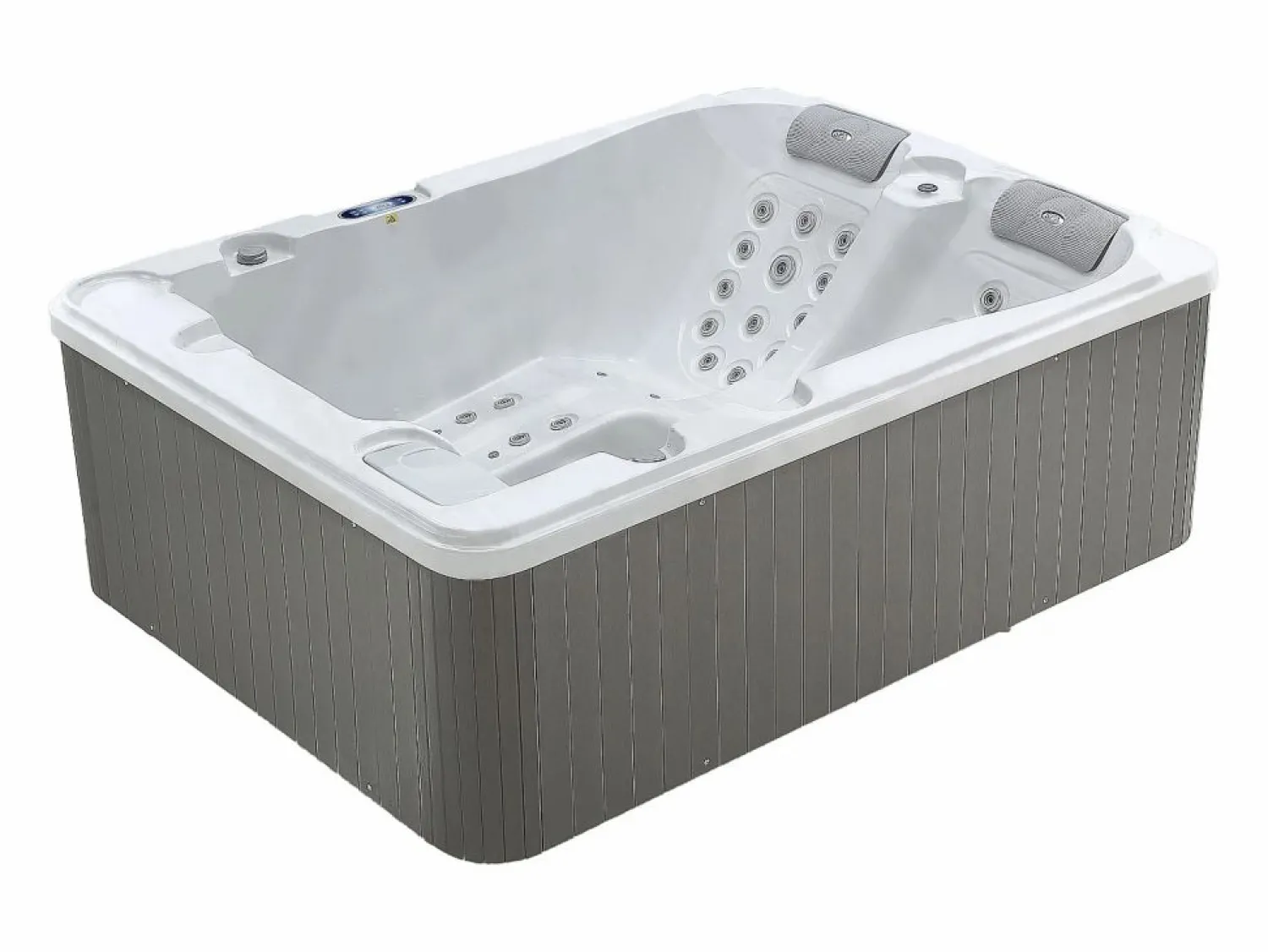 VOGUE SPA Bañera de hidromasaje de 3 plazas perlado con cubierta, 65 chorros, Ancho 210 x Prof. 158 x Alt. 73 cm, motor BALBOA, FIDJI Blanco