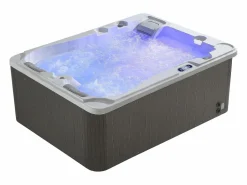 VOGUE SPA Bañera de hidromasaje de 3 plazas perlado con cubierta, 65 chorros, Ancho 210 x Prof. 158 x Alt. 73 cm, motor BALBOA, FIDJI Blanco