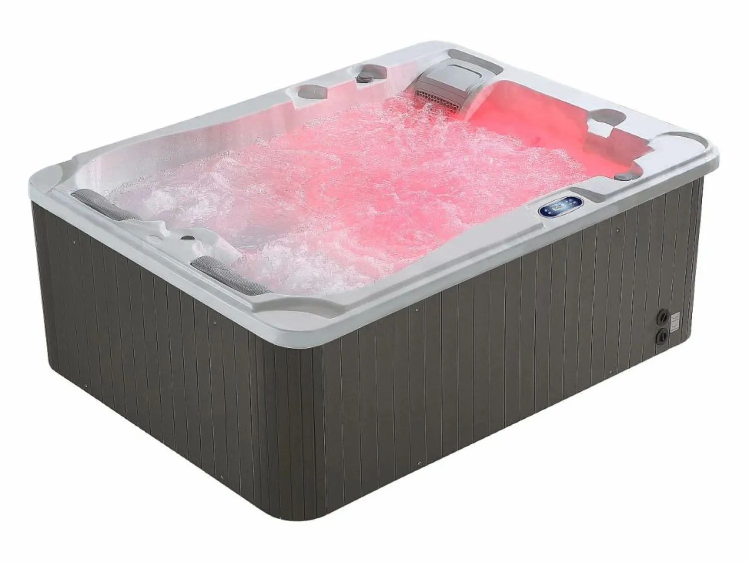 VOGUE SPA Bañera de hidromasaje de 3 plazas perlado con cubierta, 65 chorros, Ancho 210 x Prof. 158 x Alt. 73 cm, motor BALBOA, FIDJI Blanco