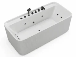 Sale Shower & Design Bañera de hidromasaje rayada blanca - 265 L - 170 x 80 x 58 cm - SIZORA Blanco