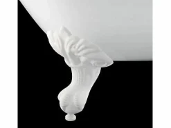 Discount Bañera de Hierro PLYMOUTH negra 153 cm Patas BLANCAS Bañera Con Patas