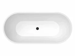 Best Bañera de pie ovalada blanca con patas negras - 230 L - 160 x 73,5 x 59 cm - ALONSA Bañera Exenta|Bañera Con Patas