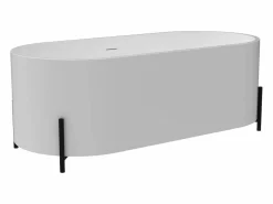 Best Bañera de pie ovalada blanca con patas negras - 230 L - 160 x 73,5 x 59 cm - ALONSA Bañera Exenta|Bañera Con Patas