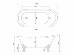 Outlet Rea Bañera De Pie Sparta 175Cm White Blanco