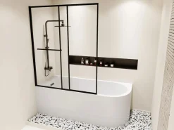 Discount Bañera ducha con toallero, 240 L, ángulo izquierdo, ANIKA Bañera Ducha|Bañera Rinconera