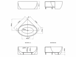 Outlet Shower & Design Bañera esquinera - 197 L - 127 x 127 x 58 cm - - Acrílico - GOURAMI Blanco