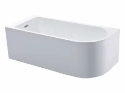 Sale Bañera esquinera ovalado blanca en acrílico, 201L, 150 x 75 x 58 cm, ángulo izquierdo, ANIKA Bañera Rinconera