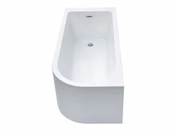 Sale Bañera esquinera ovalado blanca en acrílico, 201L, 150 x 75 x 58 cm, ángulo izquierdo, ANIKA Bañera Rinconera