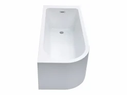 Shower & Design Bañera esquinera ovalado blanca en acrílico, 201L, 150 x 75 x 58 cm, ángulo derecho, ANIKA