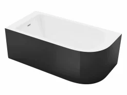 Sale Bañera esquinera ovalado negra en acrílico, 240L, 170 x 75 x 58 cm, ángulo izquierdo, ANIKA Bañera Rinconera