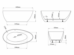 Outlet Bañera exenta - 245 L - 160 x 82 x 58 cm - mate - Acrílico - APULIA Bañera Exenta