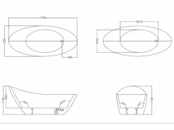 Shower & Design Bañera exenta 1 plaza de 170x75x73 cm 282 L NATALIA