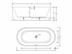 New Bañera exenta acanalada acrílica blanca STRIA de 170 cm Blanco