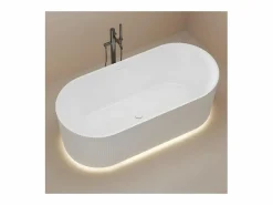 New Bañera exenta acanalada acrílica blanca STRIA de 170 cm Blanco