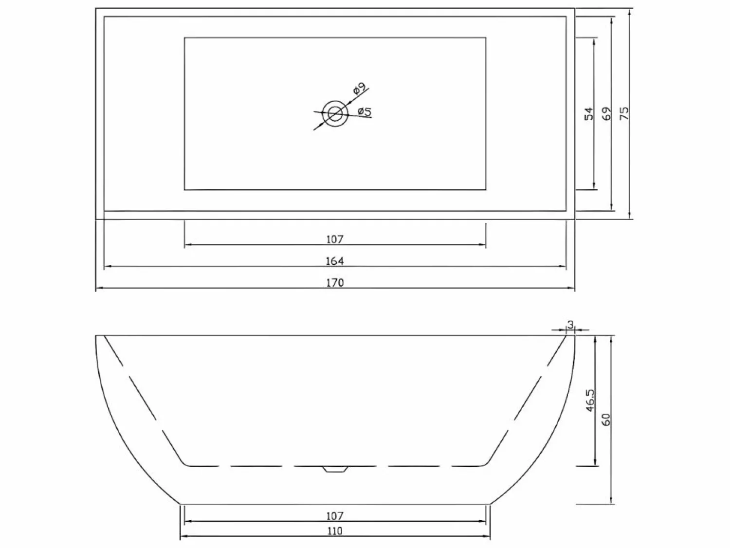 Sale Bañera exenta blanca 170 X 75 cm - Destiny Bañera Exenta