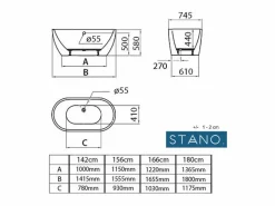 Sale STANO Bañera exenta BOSTON 156 cm Blanco