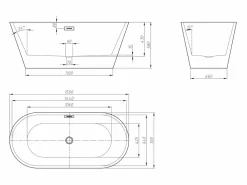 Shower & Design Bañera exenta design blanca, acrílico, 150 x 70 x 58 cm, TWIGGY