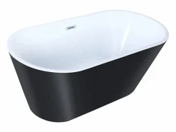Shower & Design Bañera exenta design negra, acrílico, 150 x 70 x 58 cm, TWIGGY