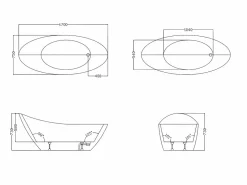 Best Bañera exenta NATALIA 1 plaza 170x75xAlt. 73cm Bañera Exenta