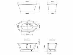 New Bañera exenta ovalada - estilo retro - 180 L - 150 x 74 x 63 cm - - Acrílico - PELMATO Bañera Exenta