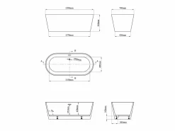 Clearance Bañera exenta ovalada - 255L - 159 x 74 x 56 cm - - Acrílico - LUZECA Bañera Exenta