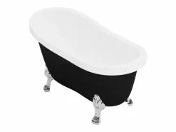 Clearance Shower & Design Bañera exenta ovalada - Retro - 200 L - 145 x 74 x 77 cm - Patas de león plateadas - NISOS Negro