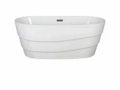 Shower & Design Bañera exenta ovalada blanca en isla, 200L, 150 x 72 x 58 cm, DOMINIKA