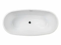 Shower & Design Bañera exenta ovalada blanca en isla, 200L, 150 x 72 x 58 cm, DOMINIKA