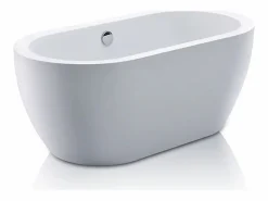 Shower & Design Bañera exenta ovalada blanca en isla, 178L, 150 x 75 x 58 cm, ADRINA