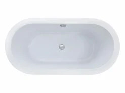 Shower & Design Bañera exenta ovalada blanca en isla, 178L, 150 x 75 x 58 cm, ADRINA
