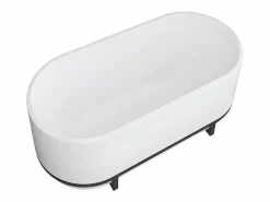 Shower & Design Bañera exenta ovalada con acabados de metal - 230 L - 160 x 75 x 60 cm - - Acrílico - PLECO Blanco