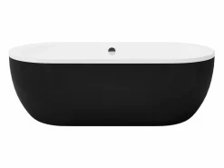 Shower & Design Bañera exenta ovalada negra mate de 234 L, 173 x 78 x 57 cm, NEPTUNA